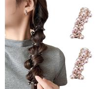 Elastic Spiral Hair Ties - No Damage Soft Elastic, Subsistenceed Pearl Spiral Telephone Cord Hair Ties For Women, Twisted Colorful Hair Phone Cords Ponytail Support (C 2Pcs)