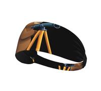 Elastic Sports Headband Bear Looking At The Telescope Printing Soft and Comfortable Moisture-Wicking Suitable for Yoga and Running
