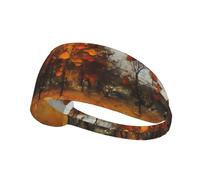 Elastic Sports Headband DLXW Autumn Wind and Falling Leaves Picture Soft and Comfortable Moisture-Wicking Suitable for Yoga and Running