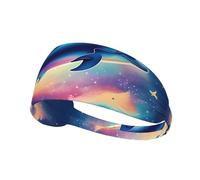 Elastic Sports Headband DLXW Colorful Starry Sky Ocean Dolphin Picture Soft and Comfortable Moisture-Wicking Suitable for Yoga and Running