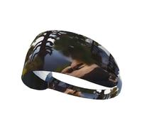 Elastic Sports Headband DLXW Deer Mountain Pine Tree Wilderness Picture Soft and Comfortable Moisture-Wicking Suitable for Yoga and Running