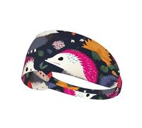 Elastic Sports Headband DLXW Floral Hedgehogs Picture Soft and Comfortable Moisture-Wicking Suitable for Yoga and Running