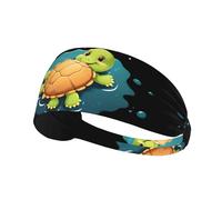 Elastic Sports Headband DLXW Little Turtle in The Puddle Picture Soft and Comfortable Moisture-Wicking Suitable for Yoga and Running