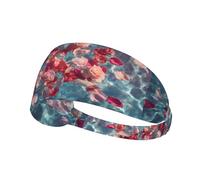 Elastic Sports Headband DLXW Rose Petals in The Pool Picture Soft and Comfortable Moisture-Wicking Suitable for Yoga and Running