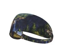Elastic Sports Headband DLXW Waterfall in The Green Valley Picture Soft and Comfortable Moisture-Wicking Suitable for Yoga and Running