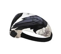 Elastic Sports Headband Hairband AEKGOHP Cartoon black Ravens Prints Quick Drying, Moisture Wicking