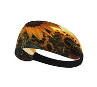 Elastic Sports Headband Hairband AEKGOHP Farm Sunflower Prints Quick Drying, Moisture Wicking