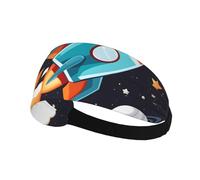 Elastic Sports Headband Hairband AEKGOHP rocket clipart space ship Prints Quick Drying, Moisture Wicking