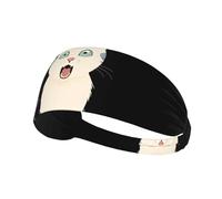 Elastic Sports Headband Hairband AEKGOHP Timid scared cat Prints Quick Drying, Moisture Wicking
