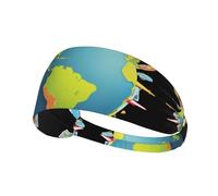Elastic Sports Headband Hairband AEKGOHP Travel around the world with dreams Prints Quick Drying, Moisture Wicking