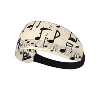 Elastic Sports Headband Hairband AEKGOHP Vintage Music Note Prints Quick Drying, Moisture Wicking