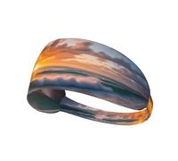 Elastic Sports Headband Hairband BROLEO Beach Maui Hawaii Sunset Sea Waves Clouds Printing Quick Drying, Moisture Wicking