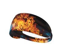 Elastic Sports Headband Hairband BROLEO Bearing colorful flames Printing Quick Drying, Moisture Wicking