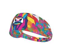 Elastic Sports Headband Hairband BROLEO Colorful big flower cattle Prints Soft, Breathable, Quick-Dry