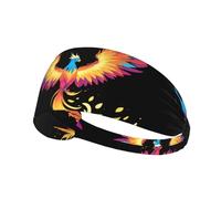 Elastic Sports Headband Hairband BROLEO Colorful phoenix flying in flames Printing Quick Drying, Moisture Wicking