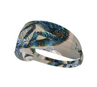 Elastic Sports Headband Hairband BROLEO Crystal blue chameleon Printing Quick Drying, Moisture Wicking