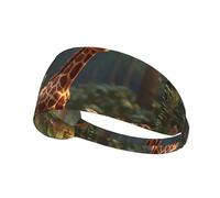 Elastic Sports Headband Hairband BROLEO Cute wild giraffe Printing Quick Drying, Moisture Wicking