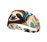 Elastic Sports Headband Hairband BROLEO funny Cute Animal Sloth Music Printing Quick Drying, Moisture Wicking