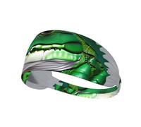 Elastic Sports Headband Hairband BROLEO Gator Lurking Green Printing Quick Drying, Moisture Wicking