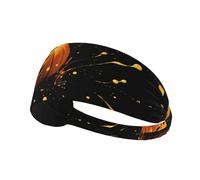 Elastic Sports Headband Hairband BROLEO Ink-splashing pumpkin Printing Quick Drying, Moisture Wicking