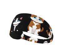 Elastic Sports Headband Hairband BROLEO Kitten guarding the courier Printing Quick Drying, Moisture Wicking