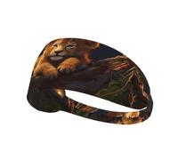 Elastic Sports Headband Hairband BROLEO Lion cub in hammock Prints Soft, Breathable, Quick-Dry