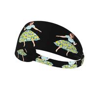 Elastic Sports Headband Hairband BROLEO Little girl dancing in a pear floral skirt Printing Quick Drying, Moisture Wicking