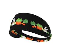 Elastic Sports Headband Hairband BROLEO Little Gray Rabbit Vegetable Garden Printing Quick Drying, Moisture Wicking