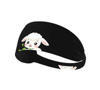 Elastic Sports Headband Hairband BROLEO Little lamb eating vegetable salad Printing Quick Drying, Moisture Wicking