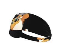 Elastic Sports Headband Hairband BROLEO Little lion studying a magnifying glass Printing Quick Drying, Moisture Wicking