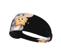Elastic Sports Headband Hairband BROLEO Little mouse eating star cookies Printing Quick Drying, Moisture Wicking