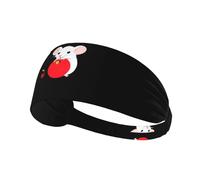 Elastic Sports Headband Hairband BROLEO Little mouse sitting on cherries Printing Quick Drying, Moisture Wicking