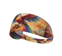 Elastic Sports Headband Hairband BROLEO Little Phoenix on the Rainbow Prints Soft, Breathable, Quick-Dry