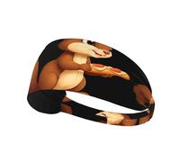 Elastic Sports Headband Hairband BROLEO Little squirrel holding a baguette Prints Soft, Breathable, Quick-Dry