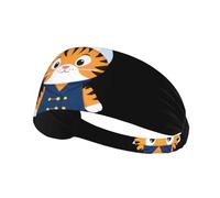 Elastic Sports Headband Hairband BROLEO Little tiger wearing a nightcap Prints Soft, Breathable, Quick-Dry