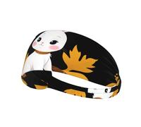 Elastic Sports Headband Hairband BROLEO Little white rabbit on dead leaves Printing Quick Drying, Moisture Wicking