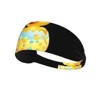 Elastic Sports Headband Hairband BROLEO Little yellow duck on the easter egg Prints Soft, Breathable, Quick-Dry