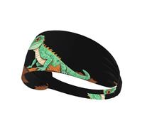 Elastic Sports Headband Hairband BROLEO Lizard on dead leaves Printing Quick Drying, Moisture Wicking