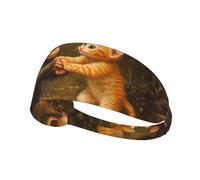 Elastic Sports Headband Hairband BROLEO Monkey and kitten holding hands Prints Soft, Breathable, Quick-Dry