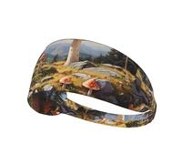 Elastic Sports Headband Hairband BROLEO Mushrooms on the hillside Prints Soft, Breathable, Quick-Dry
