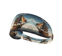 Elastic Sports Headband Hairband BROLEO old sailing ship Printing Quick Drying, Moisture Wicking