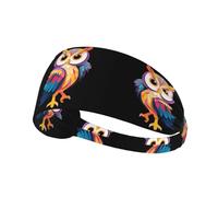 Elastic Sports Headband Hairband BROLEO Owl with colorful wings Prints Soft, Breathable, Quick-Dry