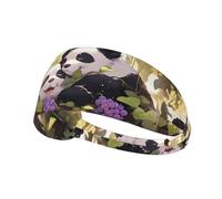 Elastic Sports Headband Hairband BROLEO Panda in the vines Printing Quick Drying, Moisture Wicking