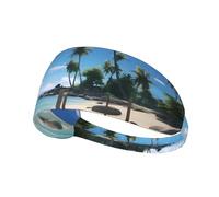 Elastic Sports Headband Hairband BROLEO Paradise Beach Palm Trees Printing Quick Drying, Moisture Wicking