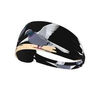 Elastic Sports Headband Hairband BROLEO Pigeons on the beach Prints Soft, Breathable, Quick-Dry