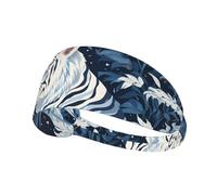 Elastic Sports Headband Hairband BROLEO snow white tiger Printing Quick Drying, Moisture Wicking