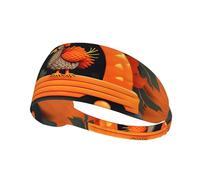 Elastic Sports Headband Hairband BROLEO Thanksgiving Turkey on Pumpkin Car Printing Quick Drying, Moisture Wicking