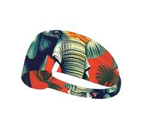 Elastic Sports Headband Hairband BROLEO Tropical African Elephant Printing Quick Drying, Moisture Wicking