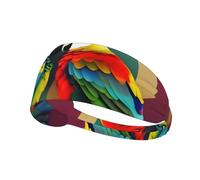 Elastic Sports Headband Hairband BROLEO Two Colored Parrots Printing Quick Drying, Moisture Wicking