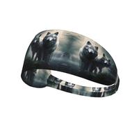 Elastic Sports Headband Hairband BROLEO Two wolves Printing Quick Drying, Moisture Wicking